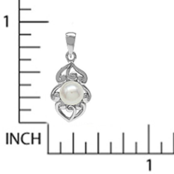 925 Sterling Freshwater Pearl Vintage Filigree Metal Work Pendant NWT - Picture 9 of 10